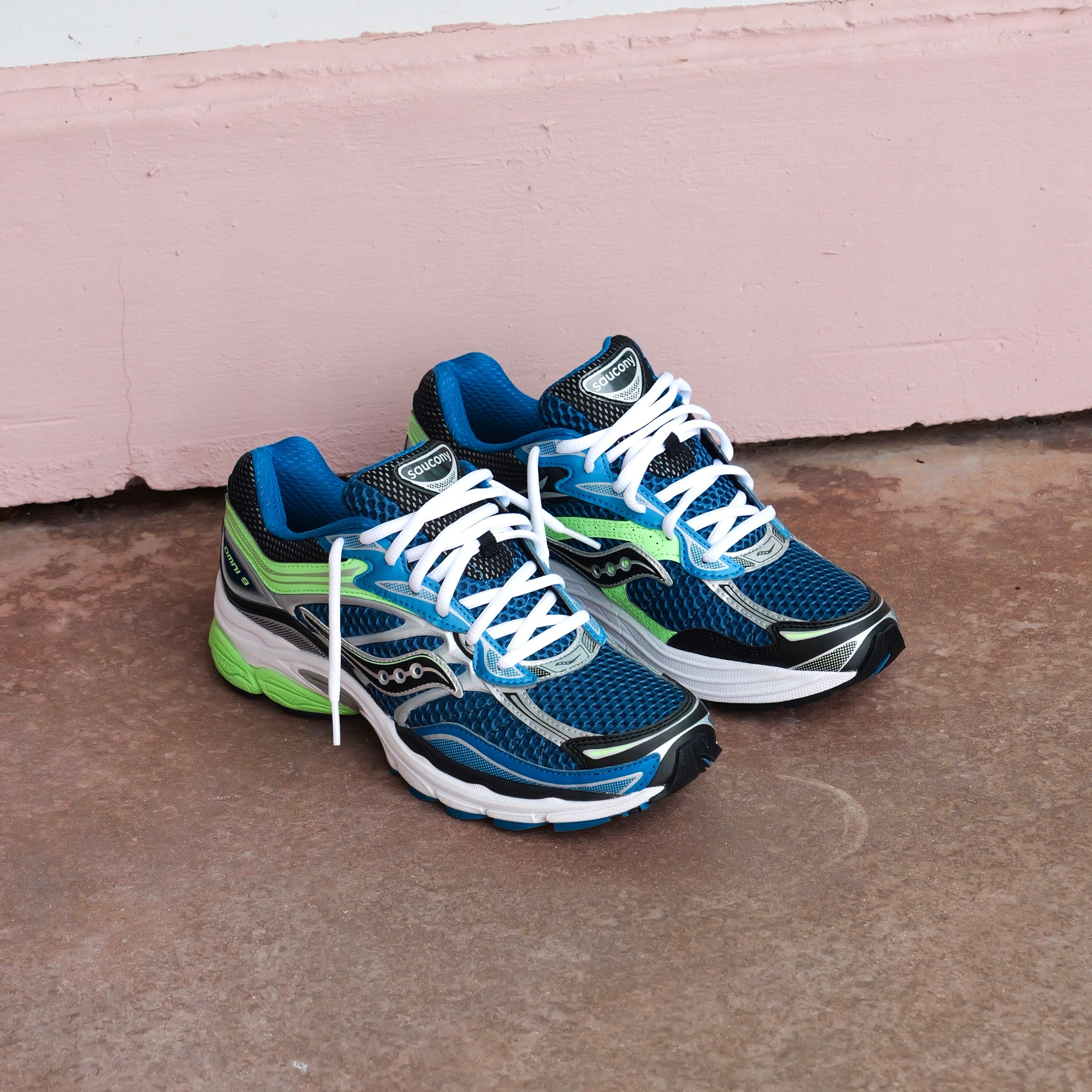 Mens Saucony ProGrid Omni 9 (Blue/Lime)