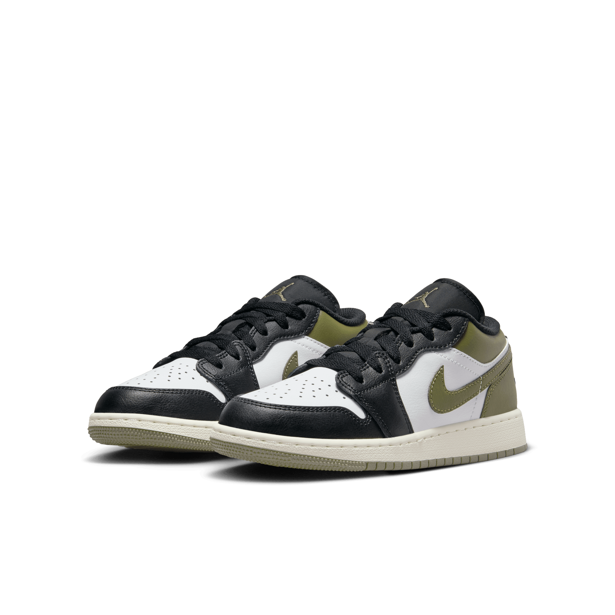Big Kids' Air Jordan 1 Low "Black Toe Medium Olive"