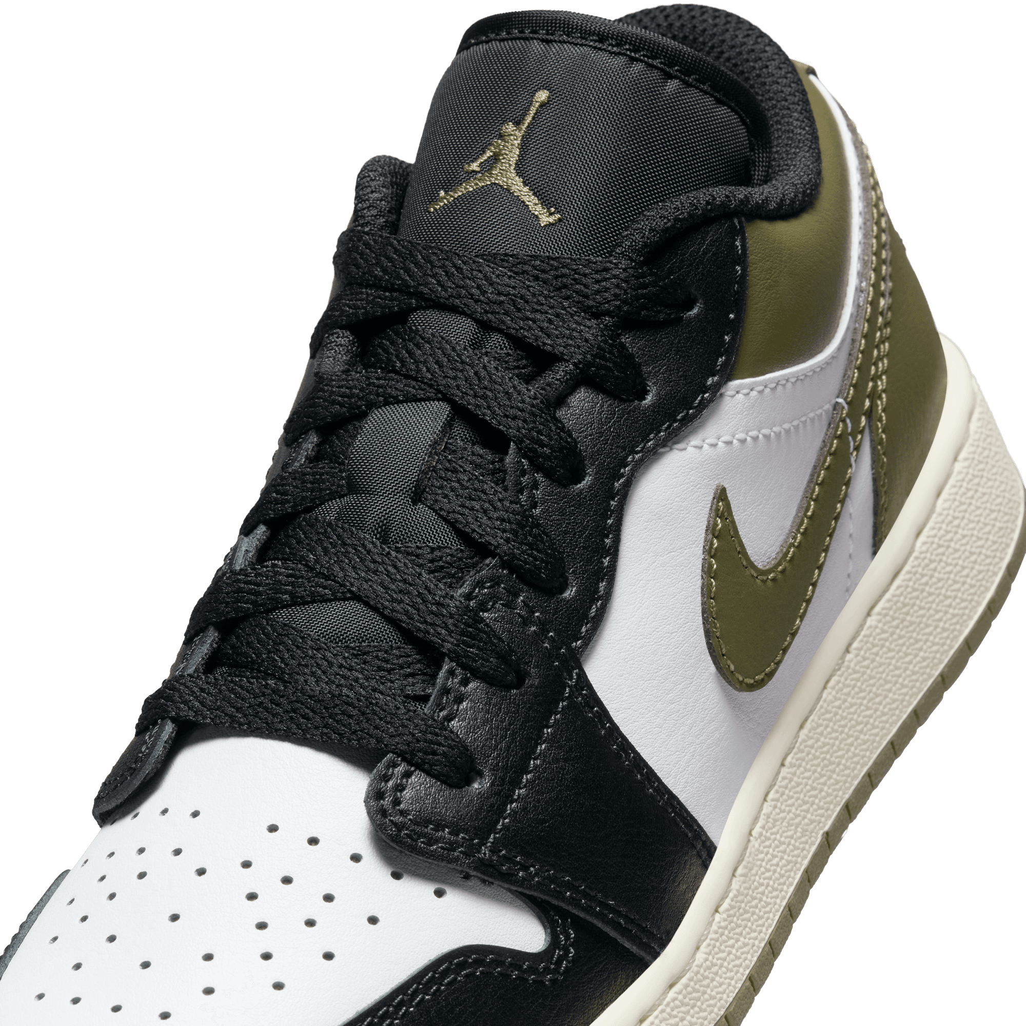 Big Kids' Air Jordan 1 Low "Black Toe Medium Olive"