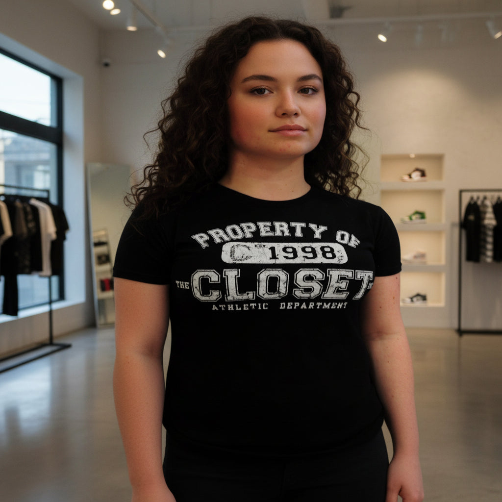 The Closet Inc Women T-Shirt Black "Property Of"- White
