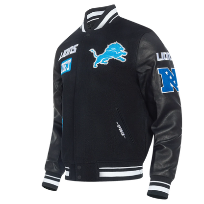 Men's Pro Standard Detroit Lions Area Code Rib Wool Varsity Jacket