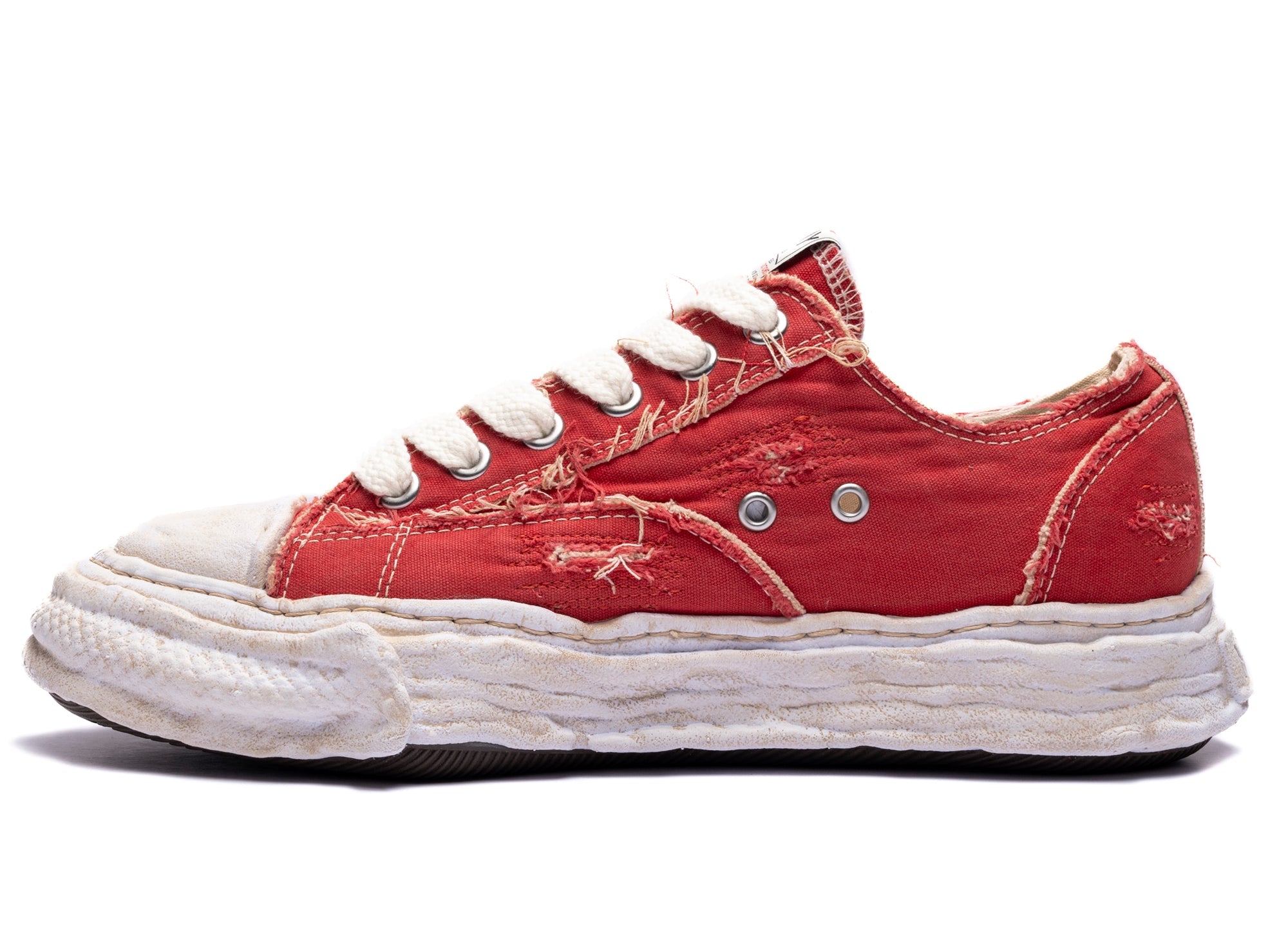 Maison Mihara Yasuhiro "PETERSON23" OG Sole Ripped Overdye Canvas in Red